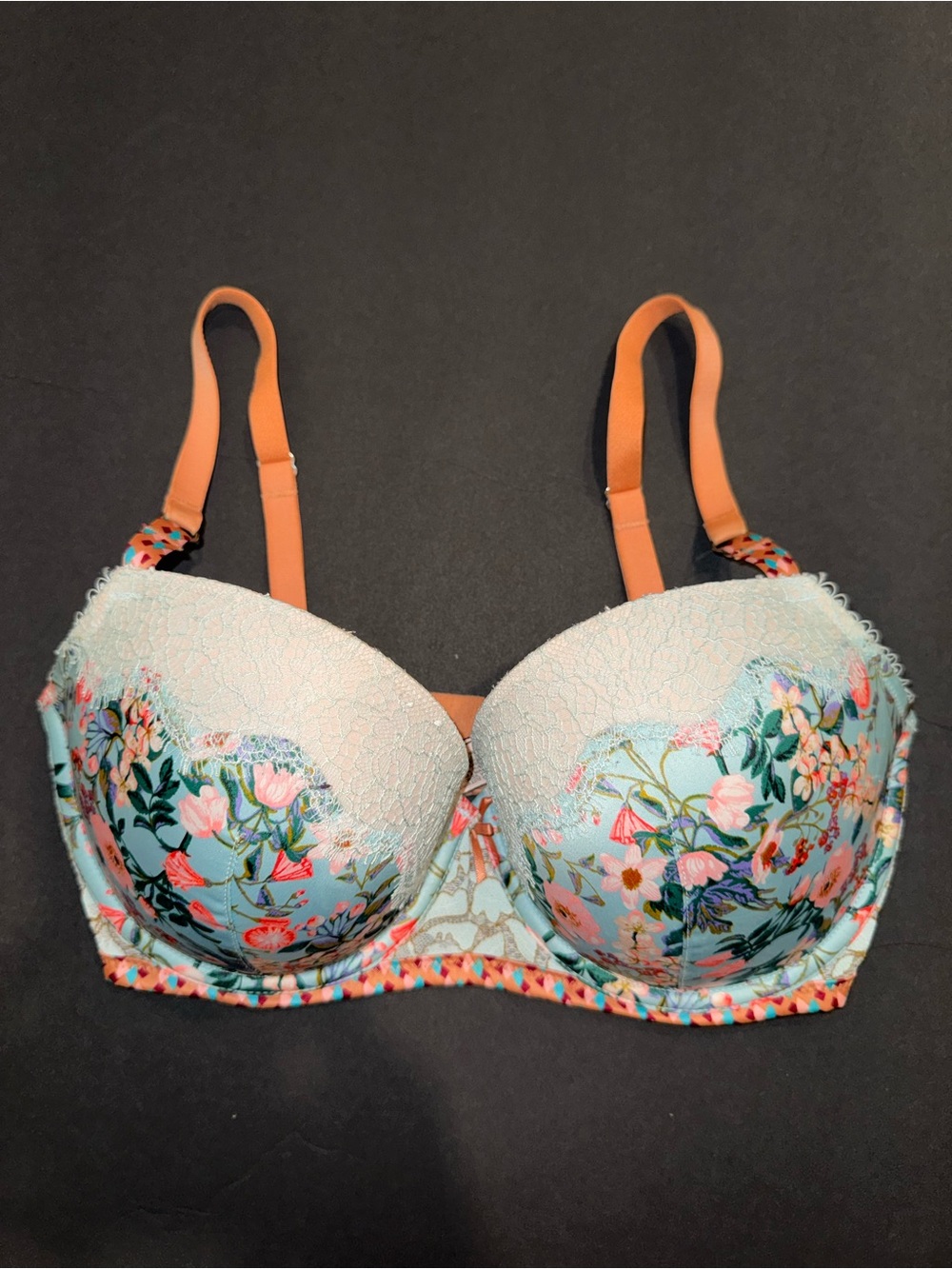 Victoria’s Secret Dream Angels Floral Lace Lined Demi Bustier Bra 32DDD/F